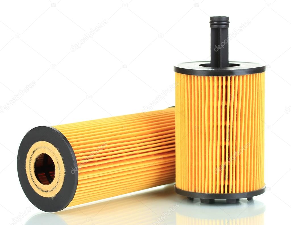 Car oil filters isolated on white