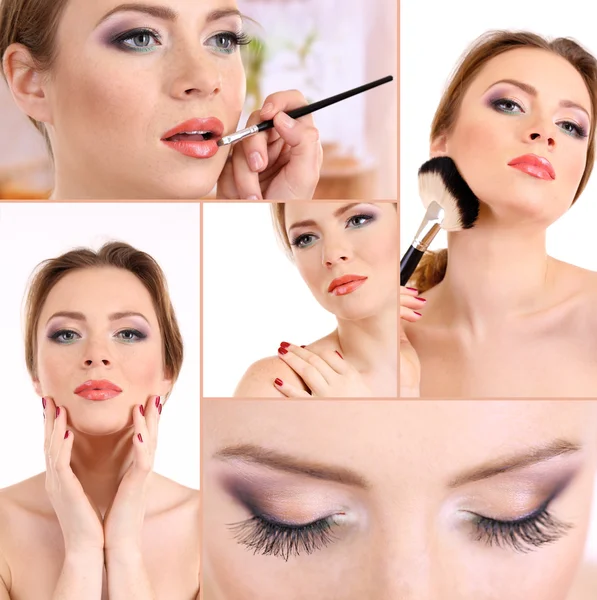 Krásný make-up koláž — Stock fotografie