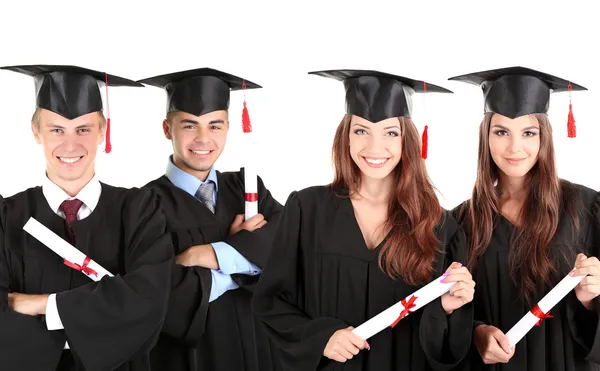 Young graduates isolated on white Royalty Free Stock Images