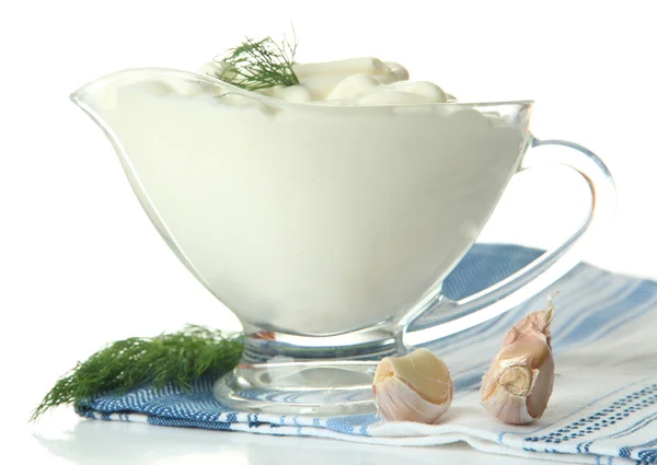 Sour cream isolated on white — Stock Photo, Image
