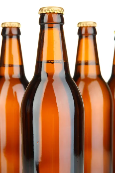 Pivní lahve, izolované na bílém — Stock fotografie