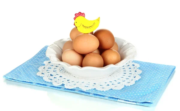 A lemez elszigetelt fehér tojás — Stock Fotó
