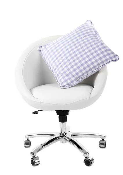 Vit stol med kudde isolerad på vit — Stockfoto