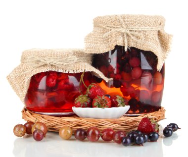 Home made berry jam isolated on white