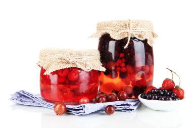 Home made berry jam isolated on white