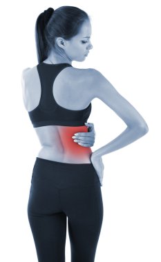 sırt ağrısı olarak genç kız üzerinde beyaz izole