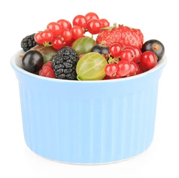 Спелые ягоды в чаше изолированы на белом — стоковое фото