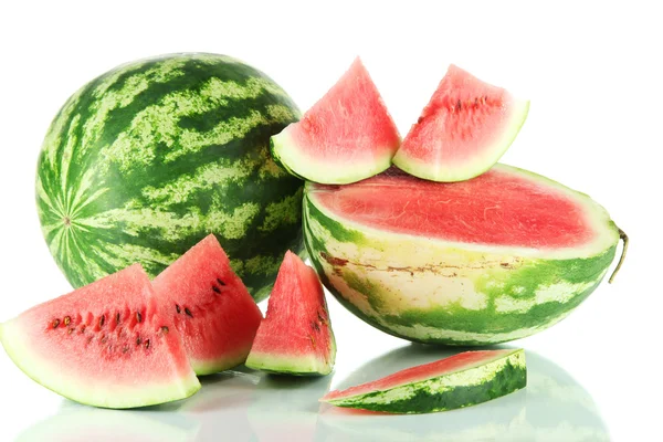 Reife Wassermelonen isoliert auf weiß — Stockfoto