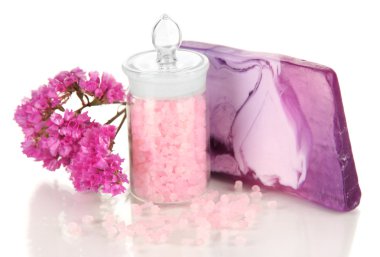 el beyaz izole deniz tuzu ile sabun yapımı