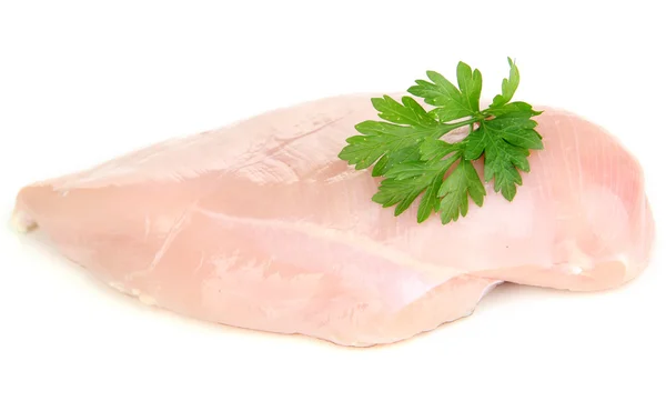 Filetes de frango crus isolados em branco — Fotografia de Stock