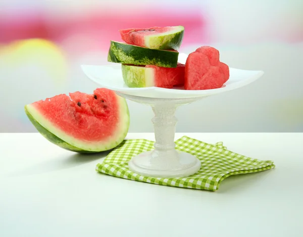 Fresh ripe watermelon on plate — Stock Photo, Image