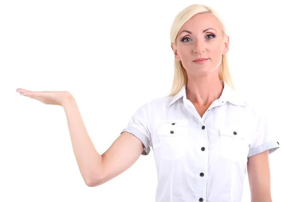 Retrato de mulher de negócios isolado no branco — Fotografia de Stock