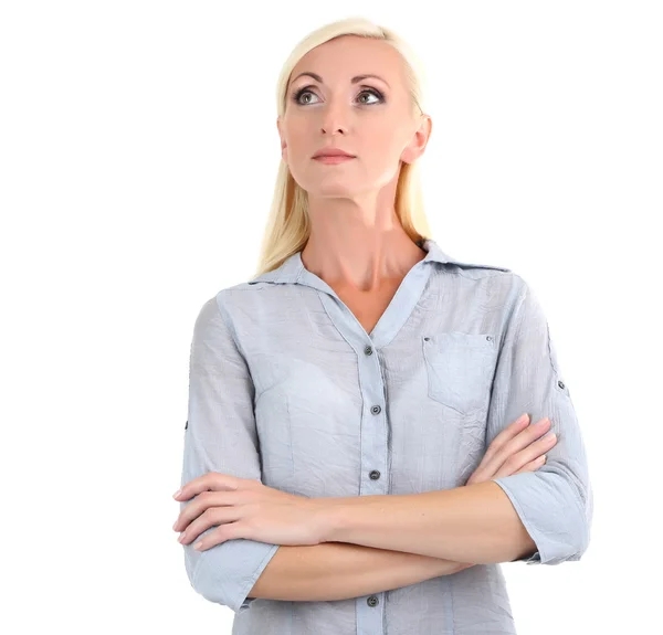 Retrato de mulher de negócios isolado no branco — Fotografia de Stock