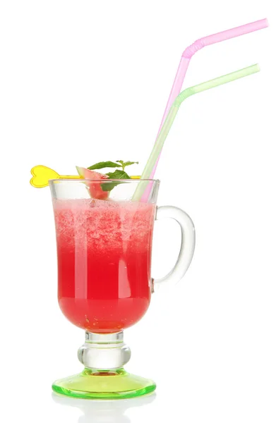 Szklanka soku świeżego arbuza, na białym tle — Zdjęcie stockowe