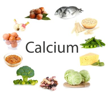 Collage of products containing calcium clipart