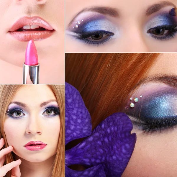 Beautiful make-up collage — Stock Photo, Image