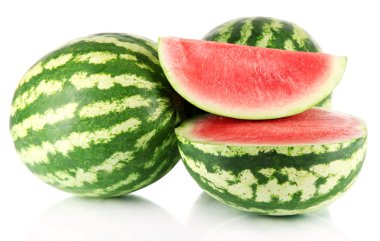 Olgun karpuz üzerinde beyaz izole