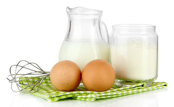 Ingredients for dough isolated on white — Stock Photo, Image