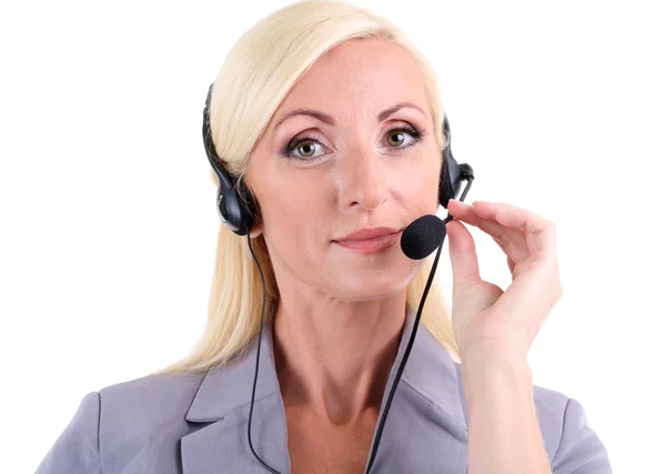 Call center exploitant geïsoleerd op wit — Stockfoto