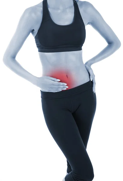 Dolor abdominal aislado en blanco — Foto de Stock