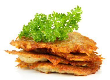 patates gözlemesi, üzerinde beyaz izole