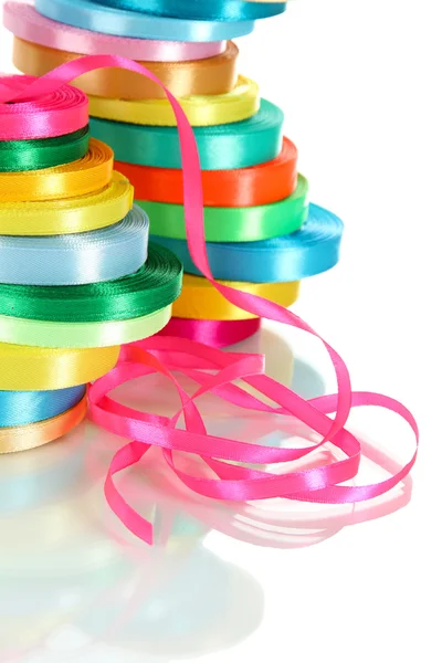 Many bright ribbons isolated on white — Stock Photo, Image