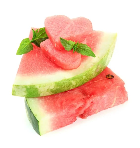 Frisk moden vandmelon isoleret på hvid - Stock-foto