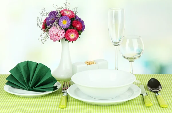 Beautiful table setting for breakfast — Stock Photo, Image