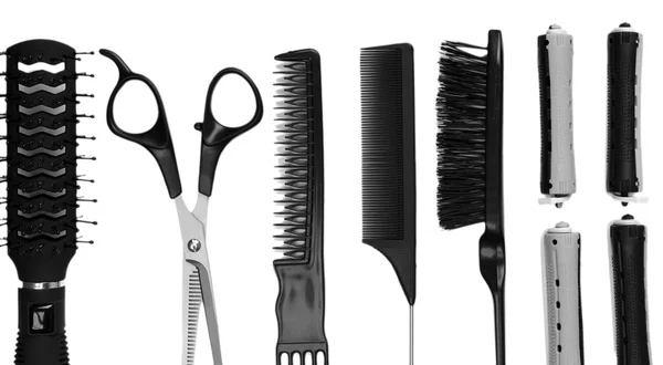 Profesjonalny salon fryzjerski narzędzia na białym tle — Zdjęcie stockowe