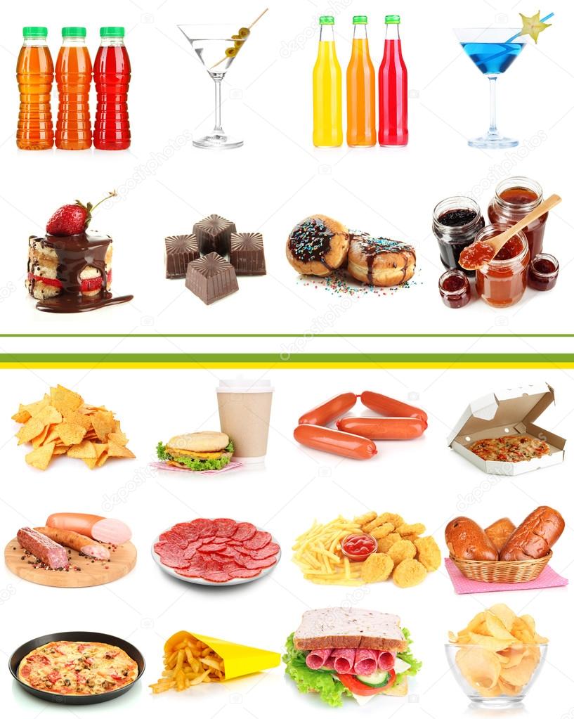 Collage of different unhealthy food