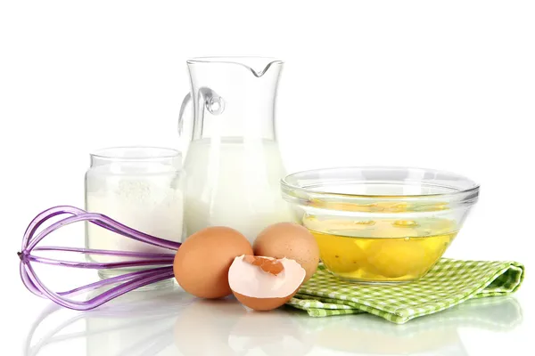 Ingredients for dough isolated on white — Stock Photo, Image