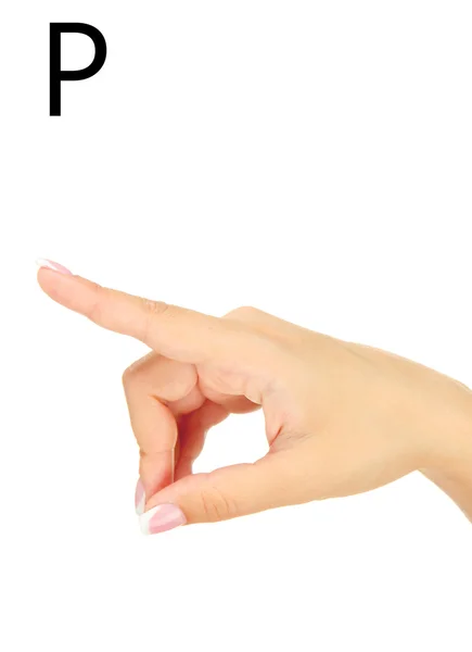 Finger Spelling the Alphabet in American Sign Language (ASL) (en inglés). Letra P — Foto de Stock