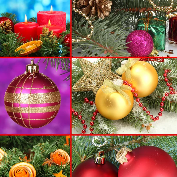 Karácsonyi dekorációk kollázsa — Stock Fotó
