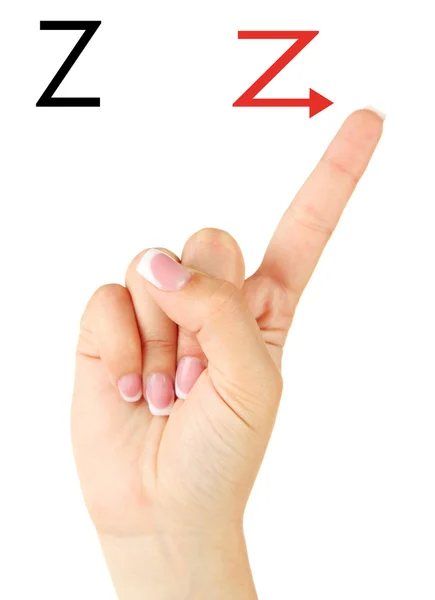 Finger Spelling the Alphabet in American Sign Language (ASL). Letter Z — Stock Photo, Image