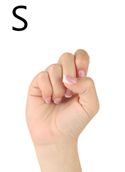 Finger Spelling the Alphabet in American Sign Language (ASL). Letter S — Stock Photo, Image