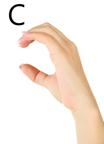 Finger Spelling the Alphabet in American Sign Language (ASL). Carta C — Fotografia de Stock