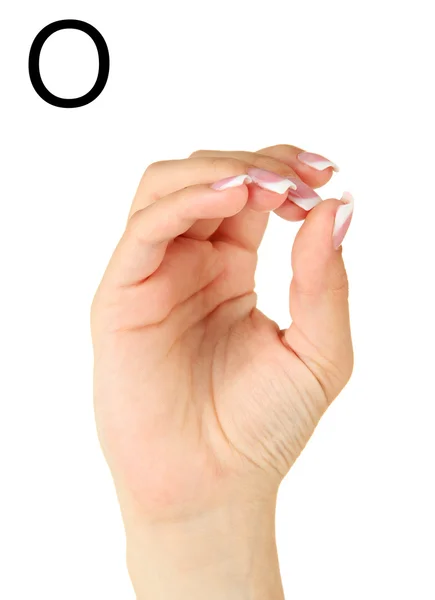 Finger Spelling the Alphabet in American Sign Language (ASL) (en inglés). Letra O — Foto de Stock