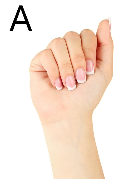 Finger Spelling the Alphabet in American Sign Language (ASL). Letter A — Stock Photo, Image