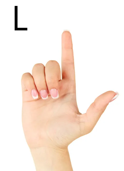 Finger Spelling the Alphabet in American Sign Language (ASL) (en inglés). Letra L — Foto de Stock