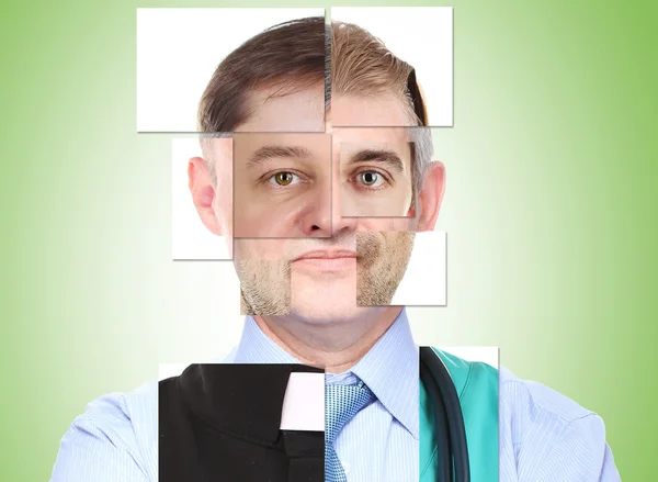 Cara humana masculina hecha de varias personas diferentes, concepto artístico —  Fotos de Stock