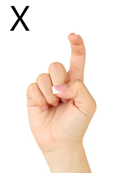 Finger Spelling the Alphabet in American Sign Language (ASL). Letter X — Stock Photo, Image