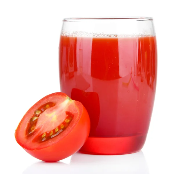 Tomato juice in glass, isolated on white — Stock Photo, Image