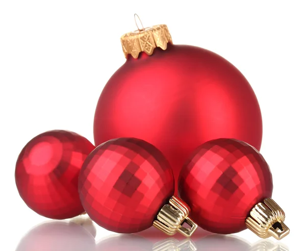 Beautiful red Christmas balls isolated on white — Stock Photo, Image