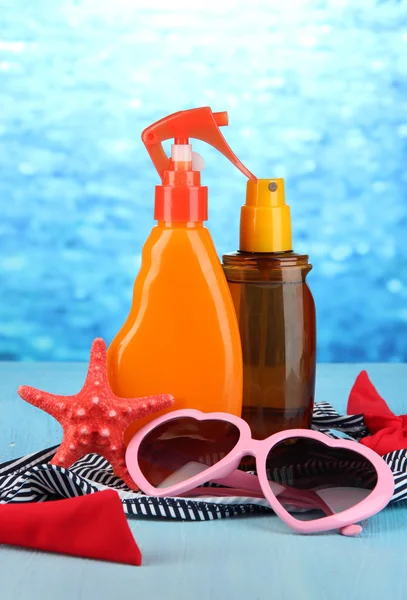 Beach items on beach background — Stock Photo, Image