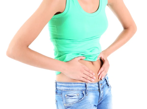 Dolor abdominal aislado en blanco — Foto de Stock