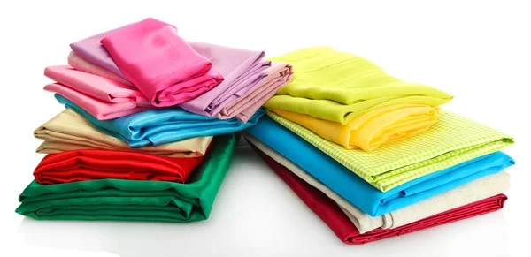 Heap of cloth fabrics isolated on white — Stock Photo, Image