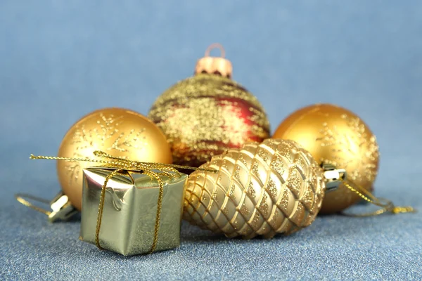 Christmas decorations on blue background — Stock Photo, Image