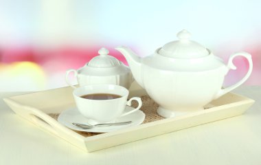 çay tablo Oda ahşap tepsi kekleri ile