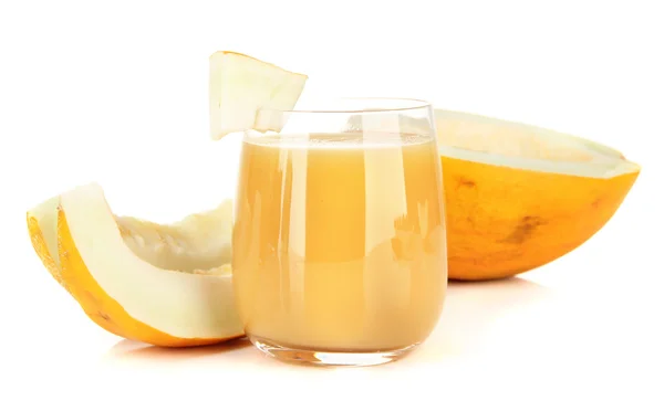 Delicioso jugo de melón aislado sobre blanco — Foto de Stock