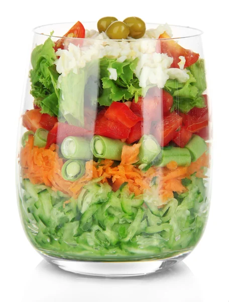 Ensalada sabrosa con verduras frescas, aisladas en blanco — Foto de Stock